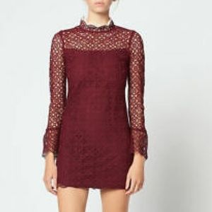 Sandro Bordeaux Short Lace Dress